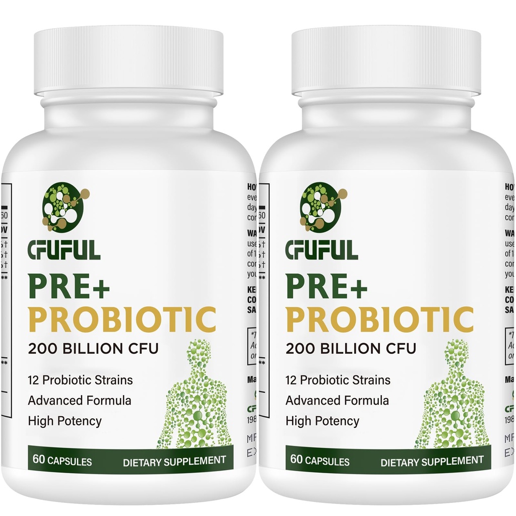 Probiotikas sievietēm un vīriešiem - 200 miljardi KVV 12 celmi Probiotikas gremošanas imūnās un zarnu veselību, ar Organic Prebiotic Shelf Stabils Probiotikas papildinājums uzpūšanai 120 kapsulas