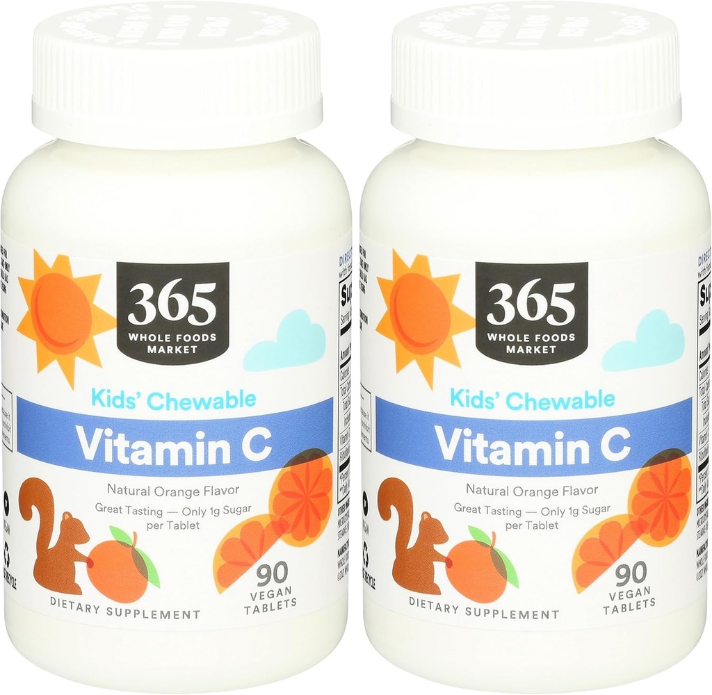 365 vesels pārtikas tirgus, bērni essentials košļājams vitamīns C, 90 skaits (2. iepakojums)