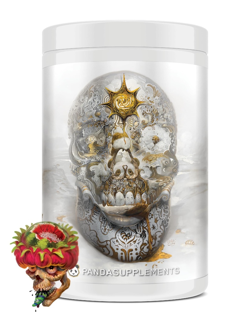 Pazemes biolaboratorijas/Panda Supps Skull:Nootrop Pre-Workout,403mg Kofeīns, Tunel Vision Focus,Pumps, Nepārspējama enerģija (40 Scoops) (Arbūzu konfektes) Skull Crusher
