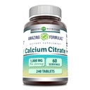 Apbrīnojami Formulas Kalcija citrāts 1000 Mg tabletes Papildinājums ; Ne-GMO; Bez lipekļa; Izgatavots ASV (1 iepakojums; 240 Skaits)