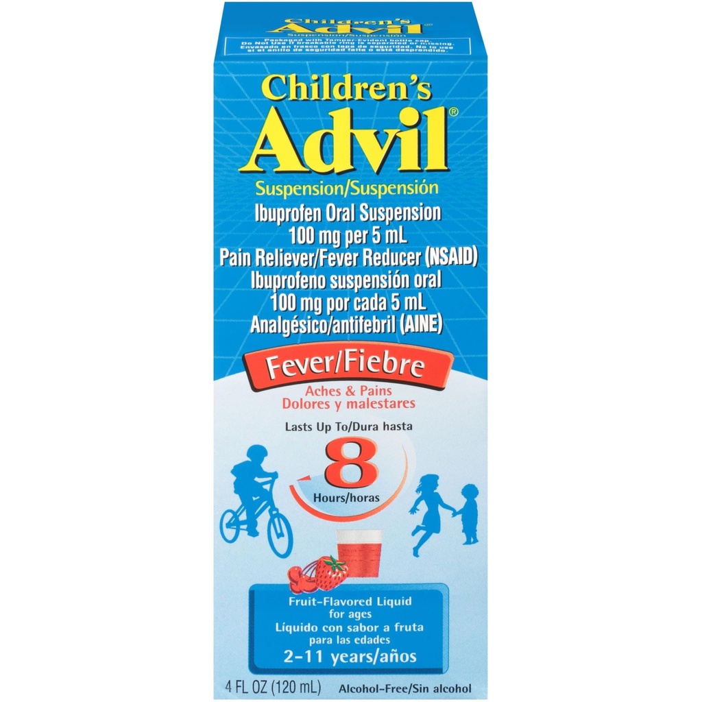 Bērnu Advil sāpes Reliver un drudzis Reducer, Bērnu Ibuprofēns Šķidrās sāpes Relief Medicine, Augļi - 4 Fl Oz