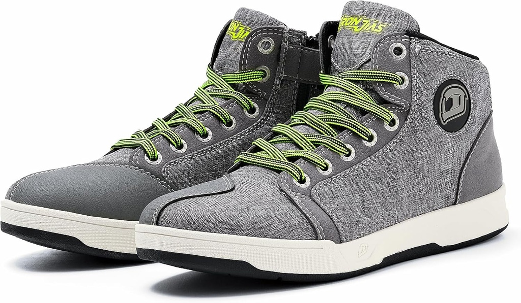 IRON JIA'S Motociklu kurpes vīriešiem, Elpojami pretslīdes aizsardzības zobrati, Powersport Casual Mocycle Riding Boots (Grey 8)