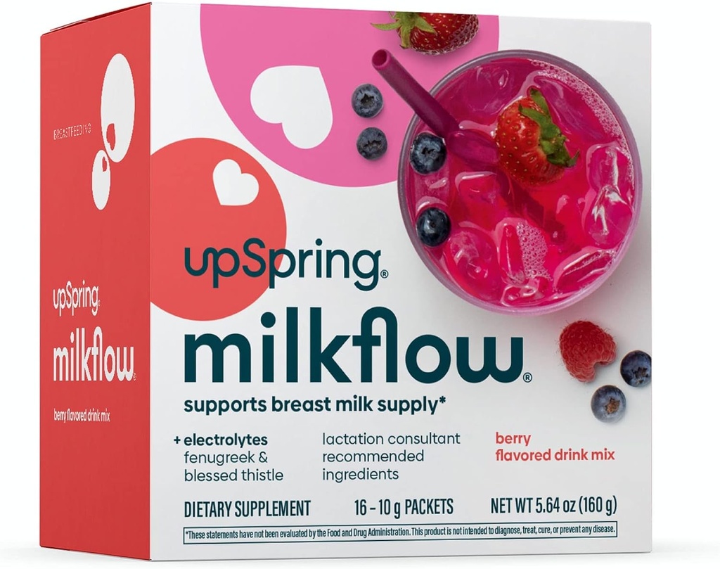 UpSpring Milkflow Electrolyte Zīdīšanas Papildbarība Dzēriens Sajauciet ar grieķu sierāboliņu י Berry Flavor 