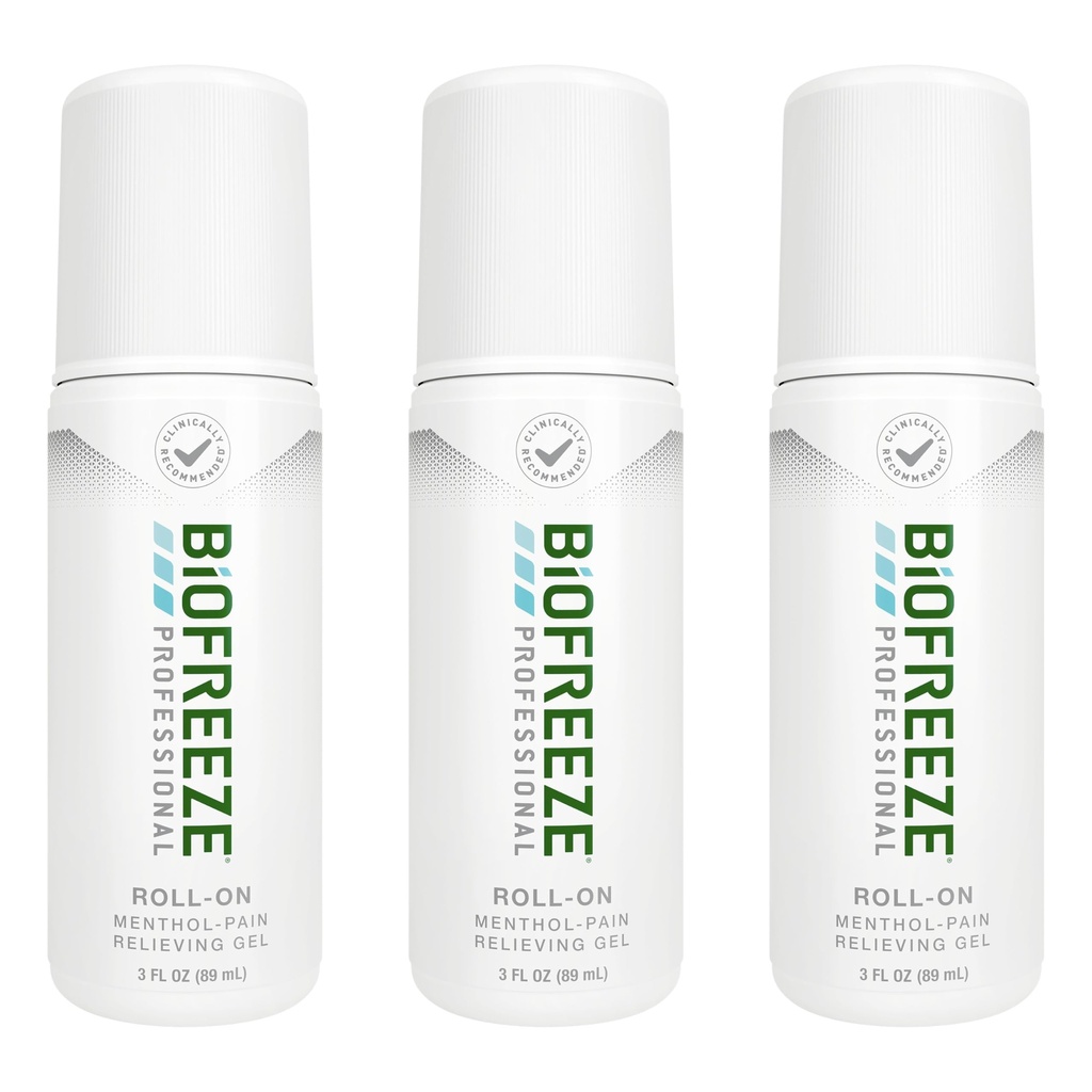 Biofreze Professional Pain Relief Roll On for Knee, Neck, Hip, Locītavu, & Plecu, Vienkāršu Muguras sāpes Reliever, Sor Muskuļu Relief, Roll-On Mentol Gel 3 Fl Oz (iepakojums no 3)