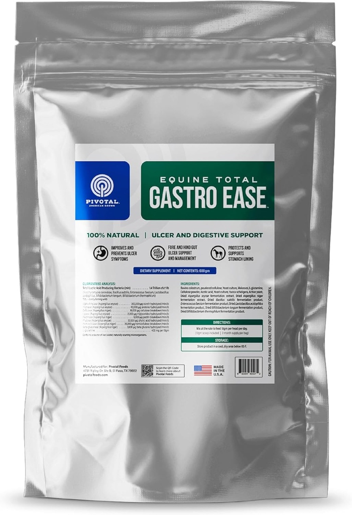 Zirgu kopējā gastroezofageālā elpināšana – All-Natural Ulcer & Gremošanas papildinājums zirgiem, kas satur liellopu jaunpienu – palīdz novērst čūlu veidošanos - Kalmēšanas papildinājums - 100% dabīgs – ražots ASV