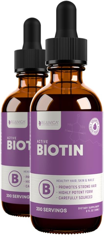 Rejuvica Health Active Biotin - Advanced Liquid Biotin Papildinājums - 5000mcg Atbalsts Matu āda un nagus