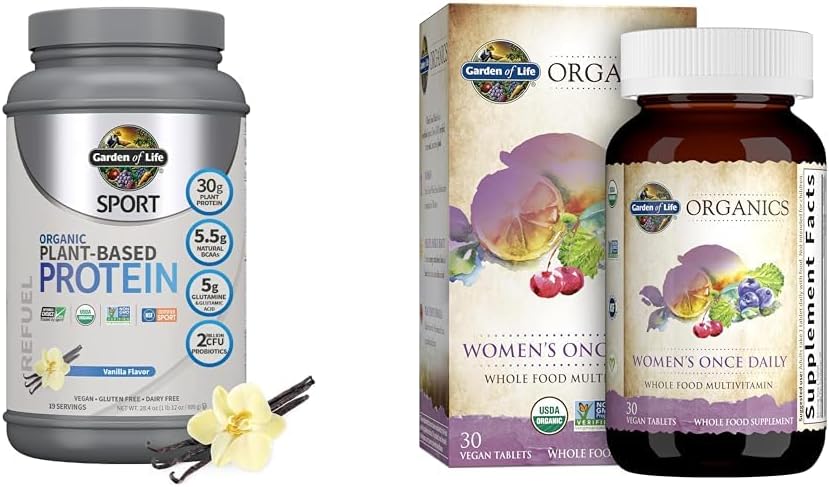 Organisko vegānu sporta olbaltumvielu pulveris un vienreiz dienā Sieviešu daudzprobiotikas, BCAA, antioksidanti, 30g augu olbaltumvielas, vitamīni A D3 K B6 B12, neĢMO