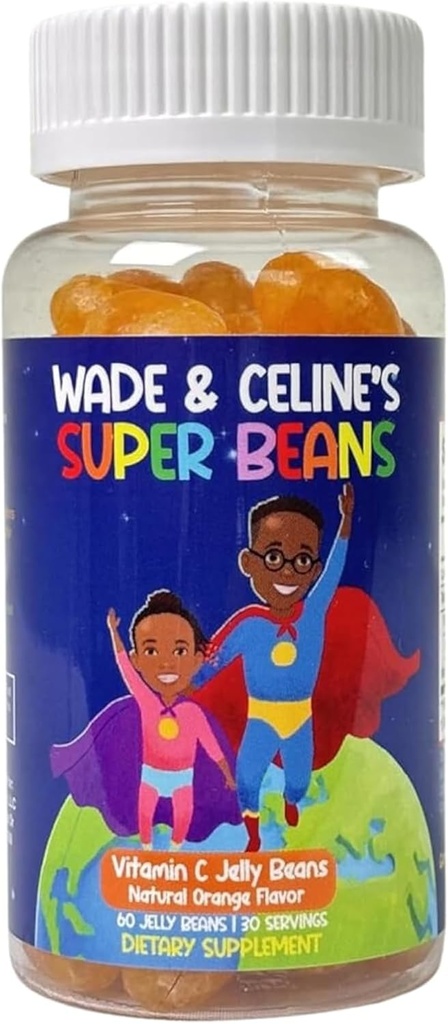 C vitamīna Super Jelly pupiņas Imūnās atbalsta papildinājums, 80mg, košļājamā gumija Jellybeans bērniem, Vegan un lipekļa bezmaksas, Natural Orange Flavor, 60 pupiņas