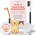Noplēst Stain noņemšanas komplekts suņiem un kaķiem ar Tear Stain Comb, Tear Stain Ball, Acu Kokvilnas Pads, Pro Pulverveida birste Maigi Noņemt Tear Stain, Acu Debris, Izdalījumi, Mucus Secretions