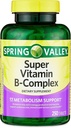 Konverģence Spring Valley Super B vitamīna Complex tabletes Diētiskā papildinājums, 250 CountMetabolisms Atbalsts * Diētiskā papildinājums