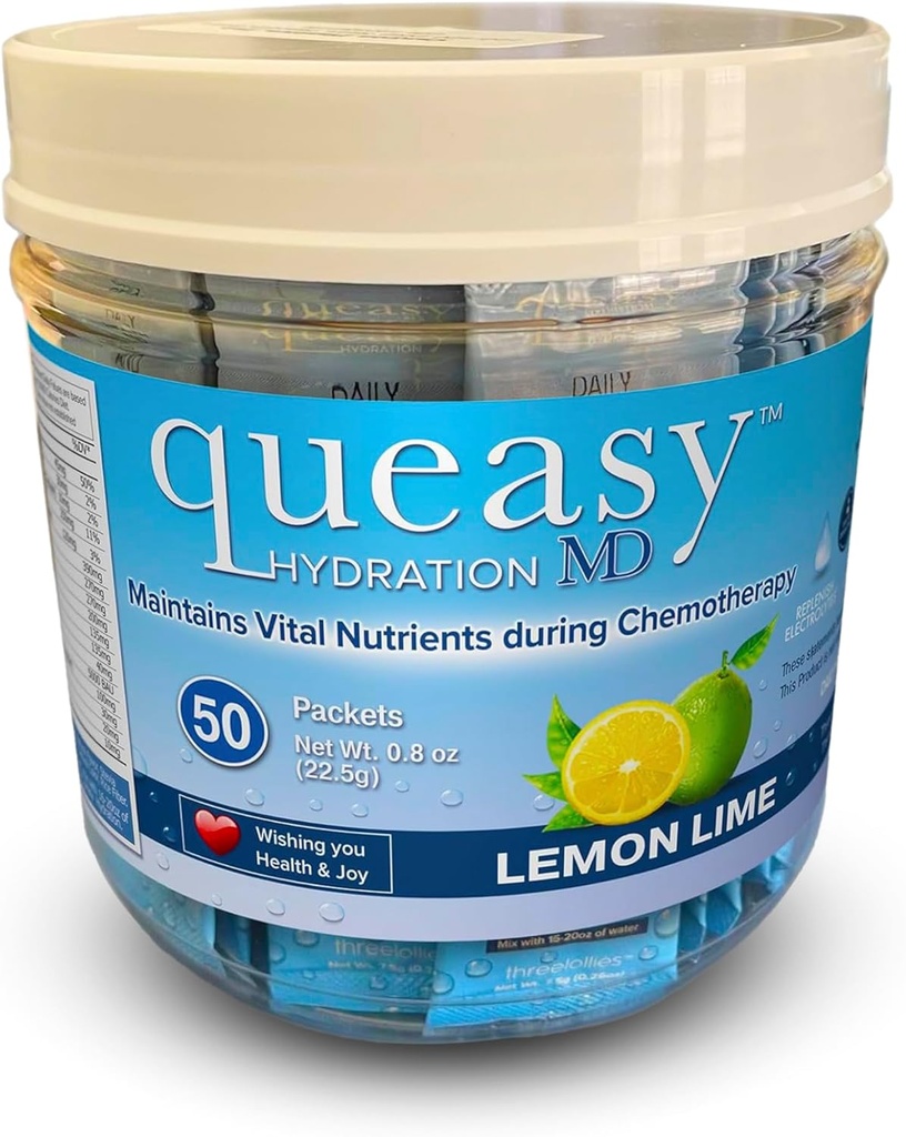 Trīs Lollies Queasy Hydration MD Paketes - Hidratācija un Gremošanas Veselības Atbalsts ārstēšanas laikā - Rehidrāti, Eases Slikta dūša un Aizstāj Nutrients - Dabīgi un ne-Drowsy - 50 Paketes