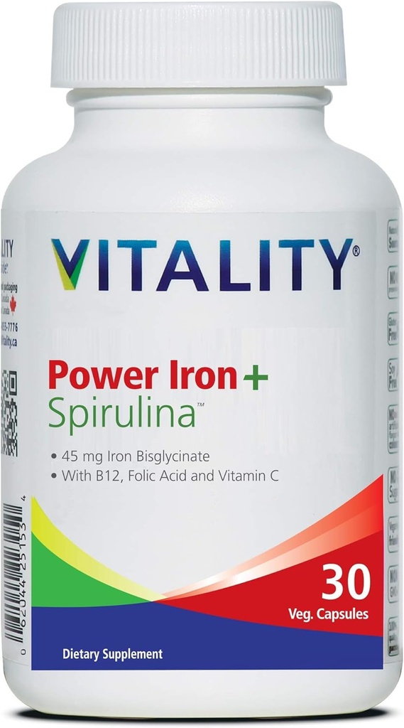Vitalitāte Jauda Dzelzs + Spirulīna 45 mg Iron           