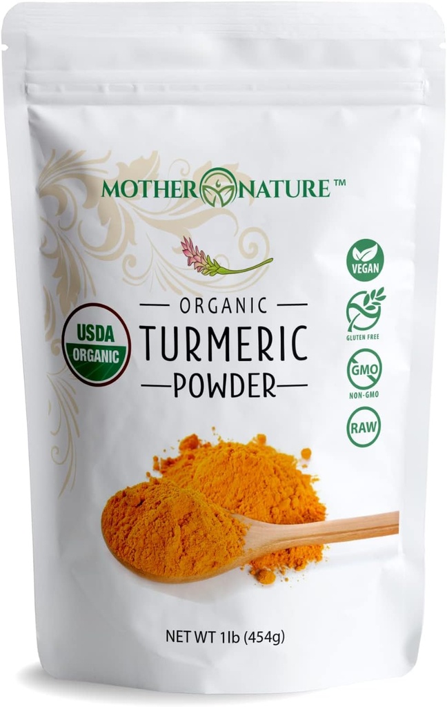 Organisks kurkumas pulveris ar kurkumīnu - Indijas kurkumas sakne (1lb, 16Oz) - Spēcīgs locītavu nejutības atvieglojums, samazināts pietūkums, antioksidants - Vegan, bez lipekļa, bez GMO un bez piena