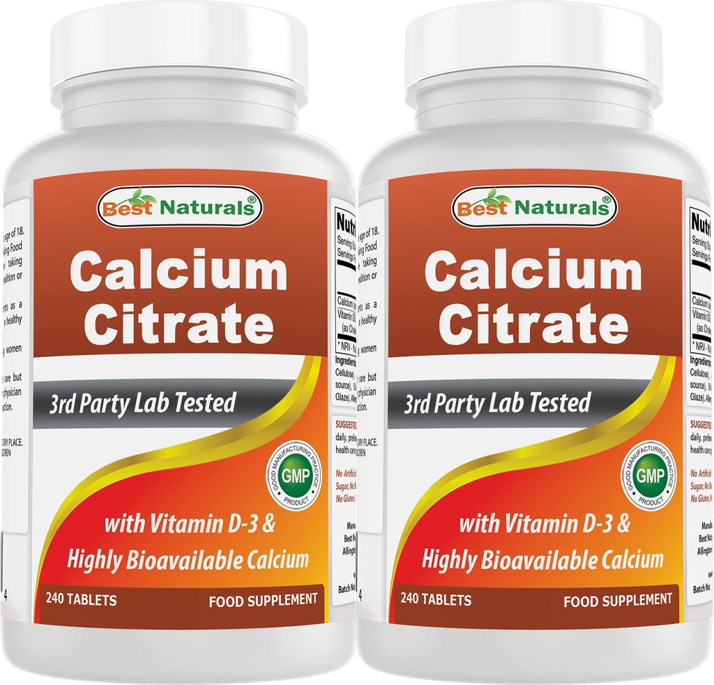 Labākā dabas Kalcija citrāts ar vitamīnu D-3 240 tabletes (240 Skaits (2. iepakojums))