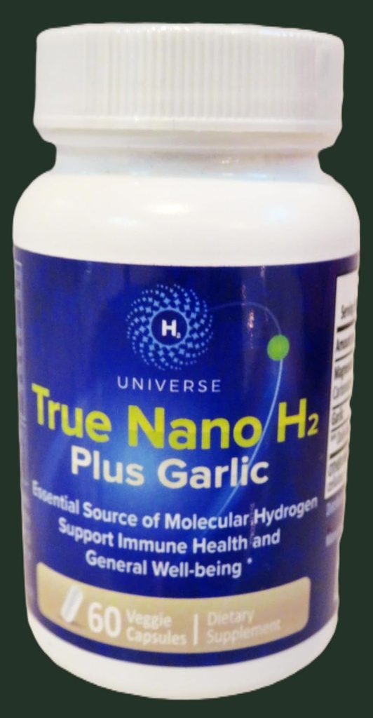 Patiess Nano H2 ar ķiplokiem pa H2 Visums        ) Molekulārais ūdeņradis ar aktīvā ūdeņraža nanoburbuļiem, Palielina enerģiju, Spēcīgs Antioksidants ) 60 Kapsulas