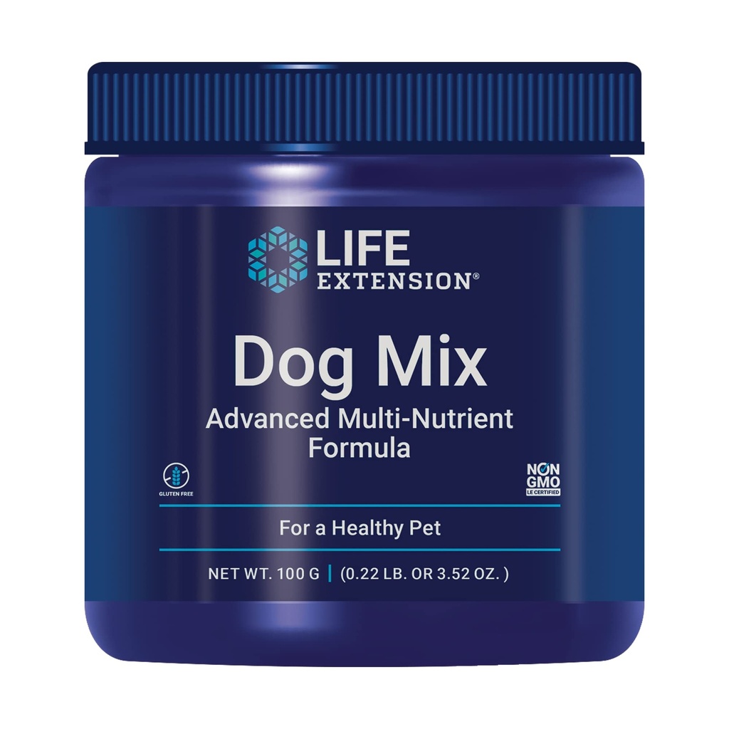 Life Extension Dog Mix, Dog Vitamīni un piedevas, probiotikas, L-karnitīns, B12, folijskābe, vitamīns C, vitamīns E, Rozmarīns, Nutrient Absorbcija, bez lipekļa, ne-GMO, 60 Servējumi