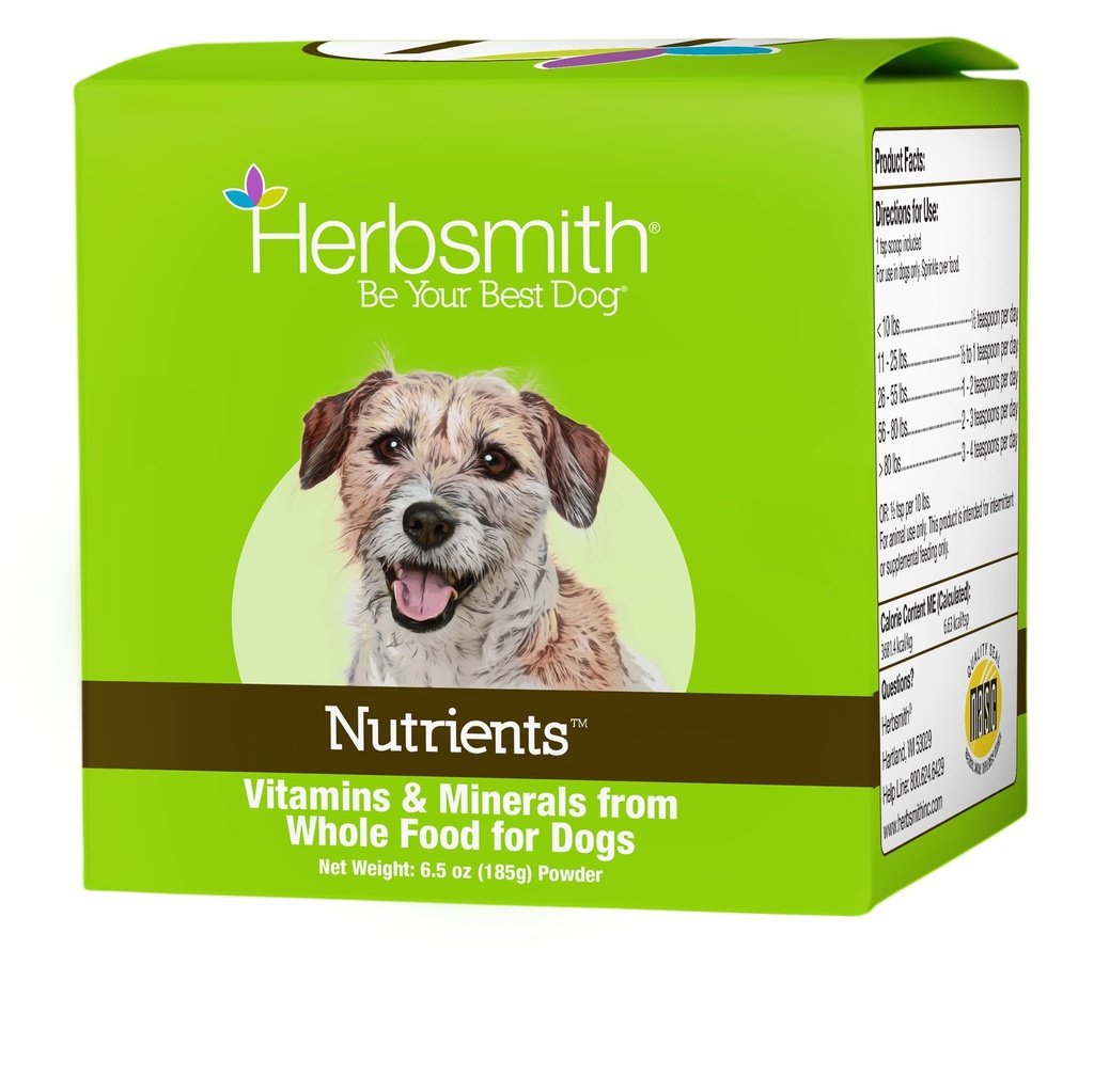 Herbsmith Nutrients Superfood Dog Multivitamīnu Featuring Vitamīni & Minerāli no Visa Pārtikas Boost Kibble vai DIY Raw ar Antioksidanti Kucēniem senioriem - 6.5 oz