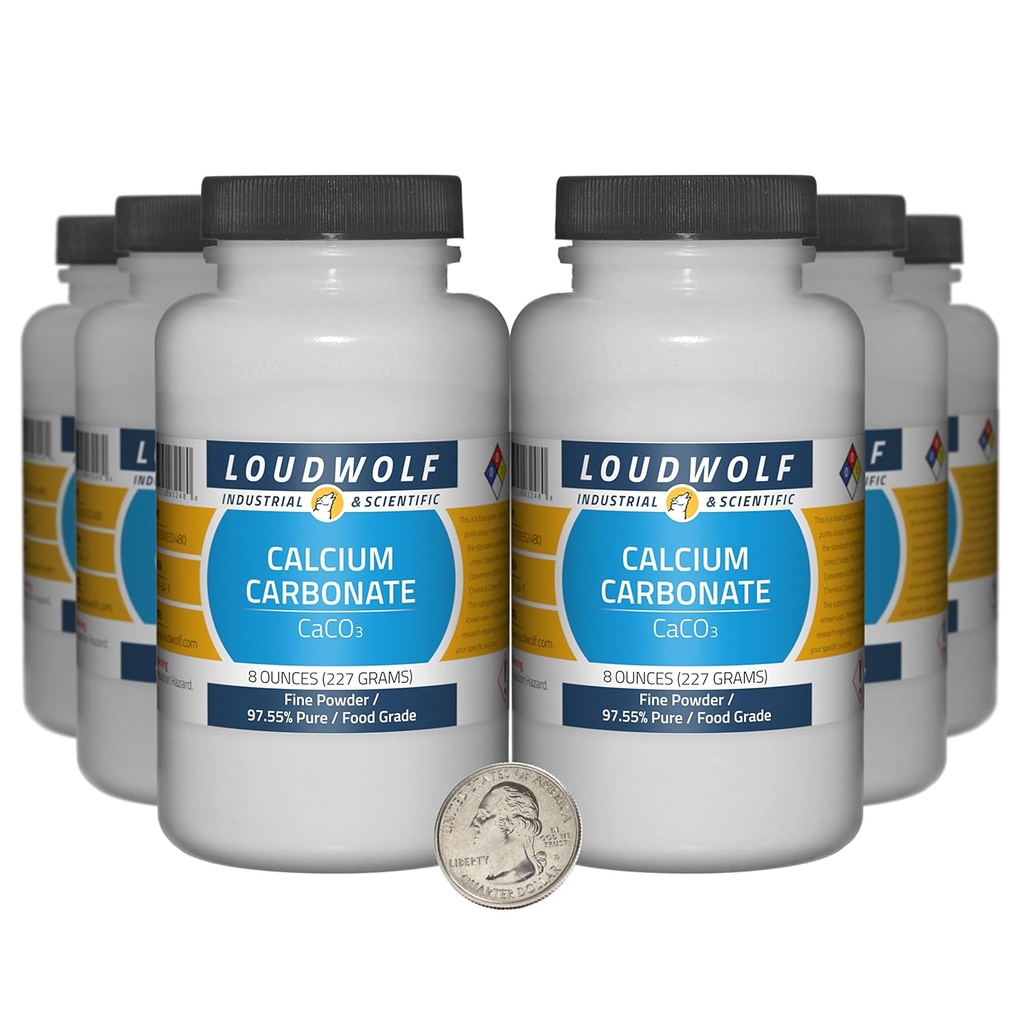 Kalcija karbonāts / 3 mārciņas / 6 pudeles / 97.55% Pure Food Grade/Fine Powder