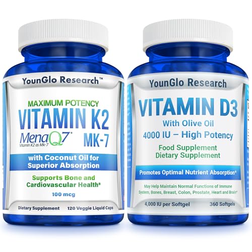 D3 vitamīns 4000 SV un K2 vitamīns MK7 100 μg Papildinājumi
