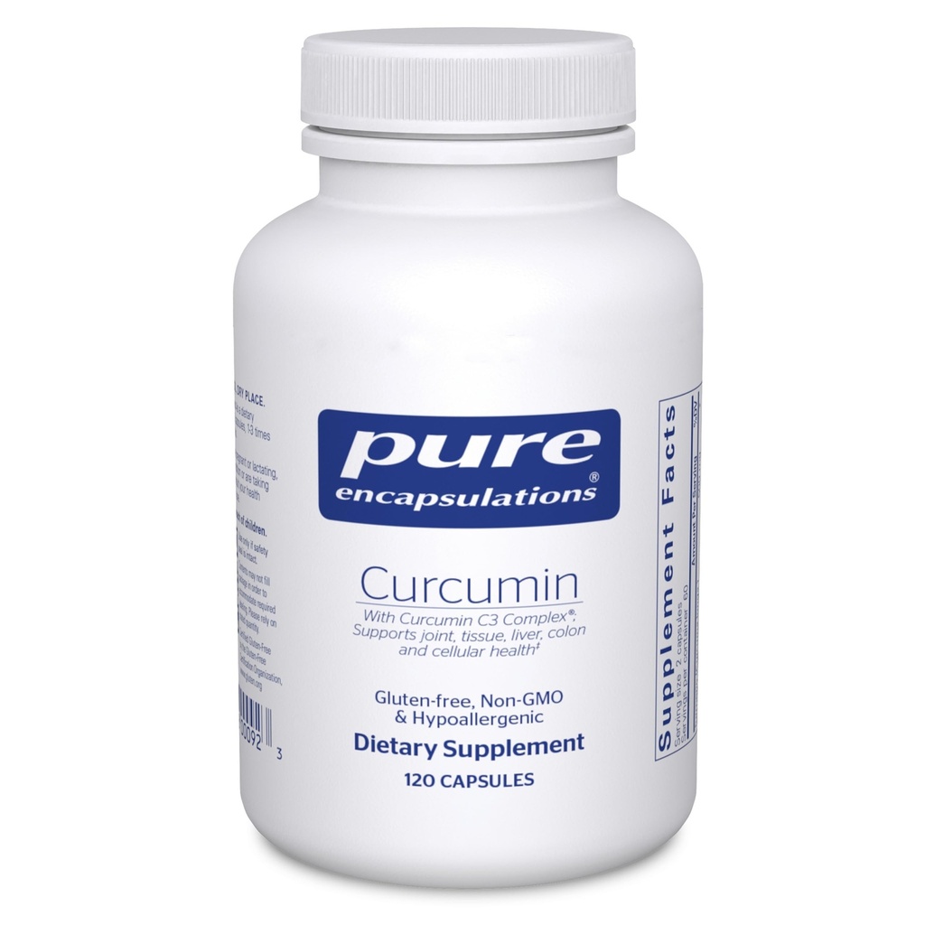 Pure Encapsulations Kurkumīns - 500 mg - Atbalsta locītavu veselību un aknas - Curcuma Longa kapsulas - Ne- GMO un Vegan - 120 kapsulas