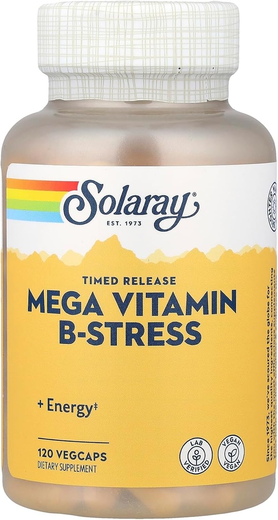 Solaray Mega B Stress Two Stage Timed Release Papildinājums, 120 Skaits