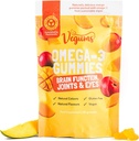 Vegums Bezzivīm Omega 3 Gumijas - 60 Orange-Flavored Algae-Based Omega 3 (DHA) un E vitamīna papildinājums bērniem un pieaugušajiem - Vegan & Vegetarian Friendly