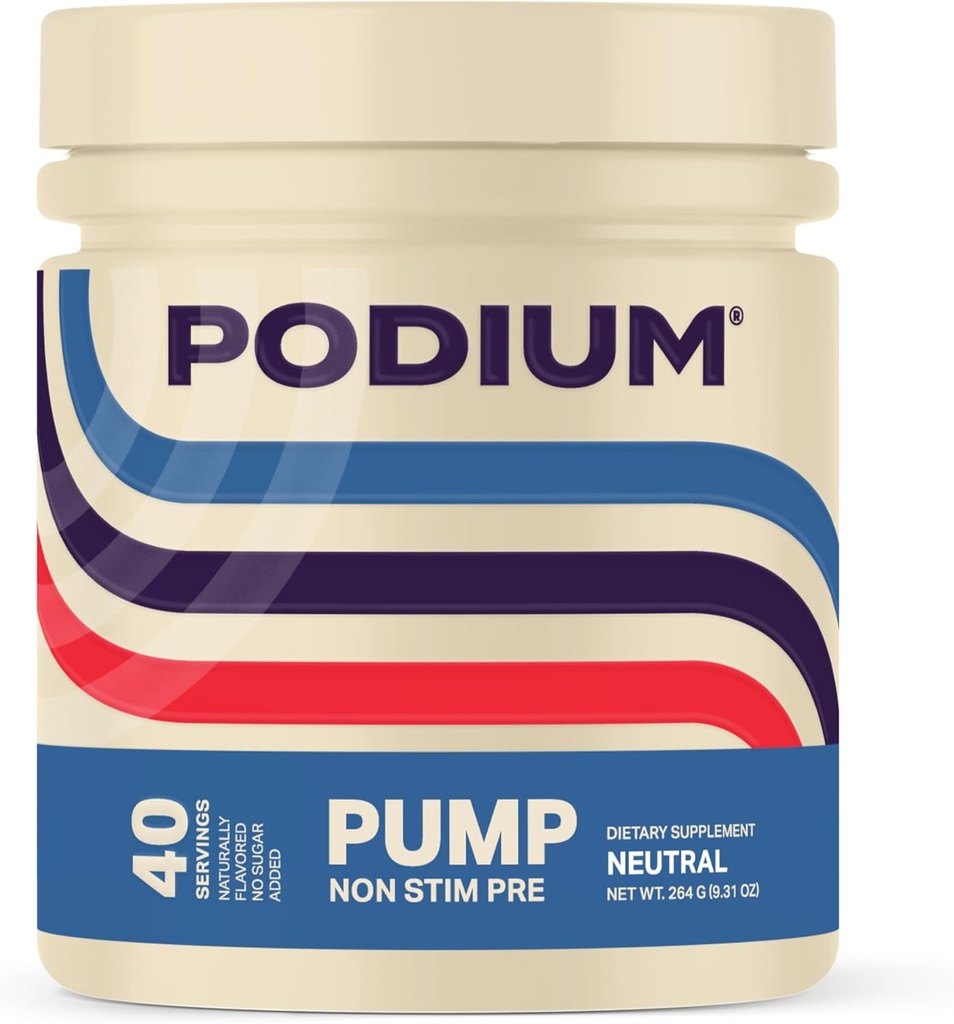 Podium Nutriton, sūknis, stimulants bezmaksas pirmsdarbs, 40 Kalpotāji (Neutral)