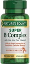Dabas Bounty Super B-komplekss ar Folic Acid Plus C vitamīnu, 300 tabletes (2 X 150 Skaits pudeles)