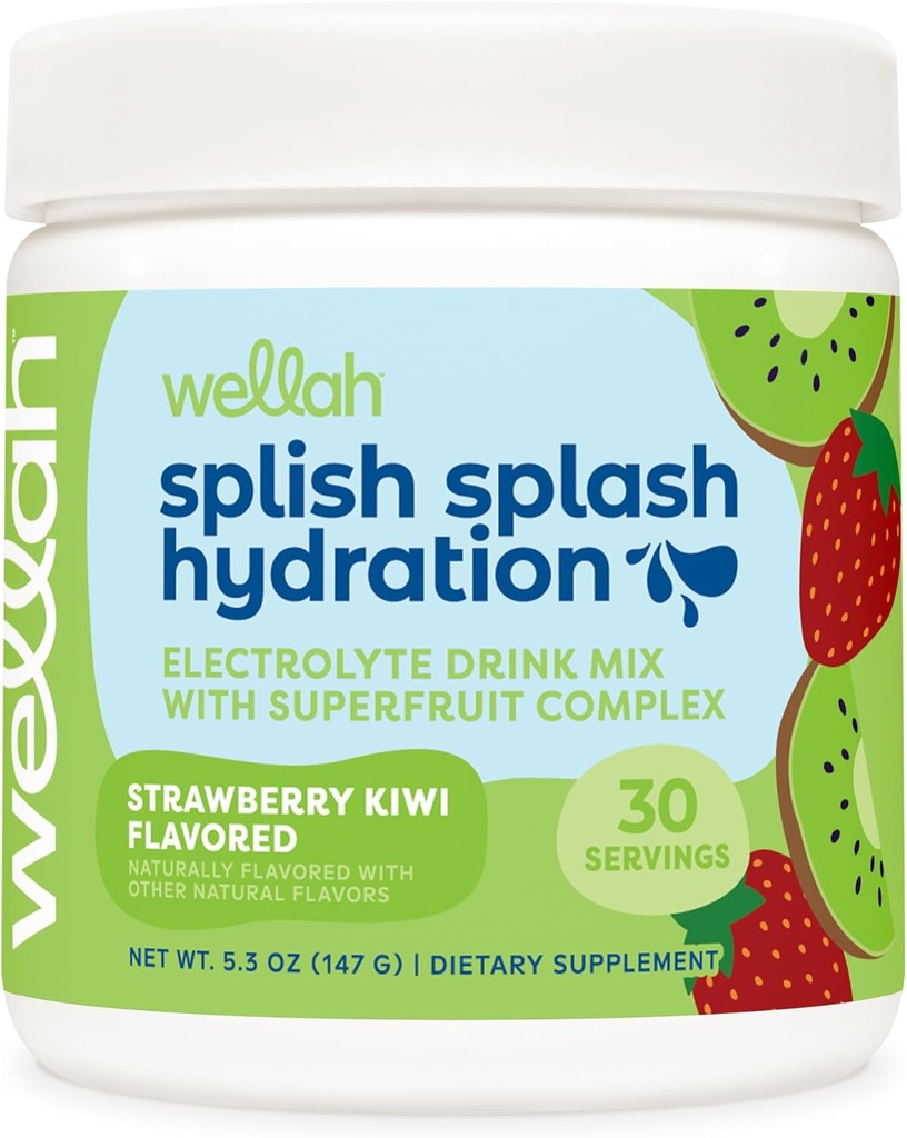 Wellah Sprish Splash Hydration Elektrolītu dzērienu maisījums (Zemeņu Kiwi Flavored, 30 Servings)