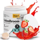 ColonBroom Psyllium Husk pulveris (Zemenes) - Colon tīrīt par uzpūšanās Reljef & Gut veselība - Colon Broom Fiber pulvera dzēriens - Vegan, bez lipekļa, ne-GMO Fiber pulvera papildinājums, 60 Kalpo