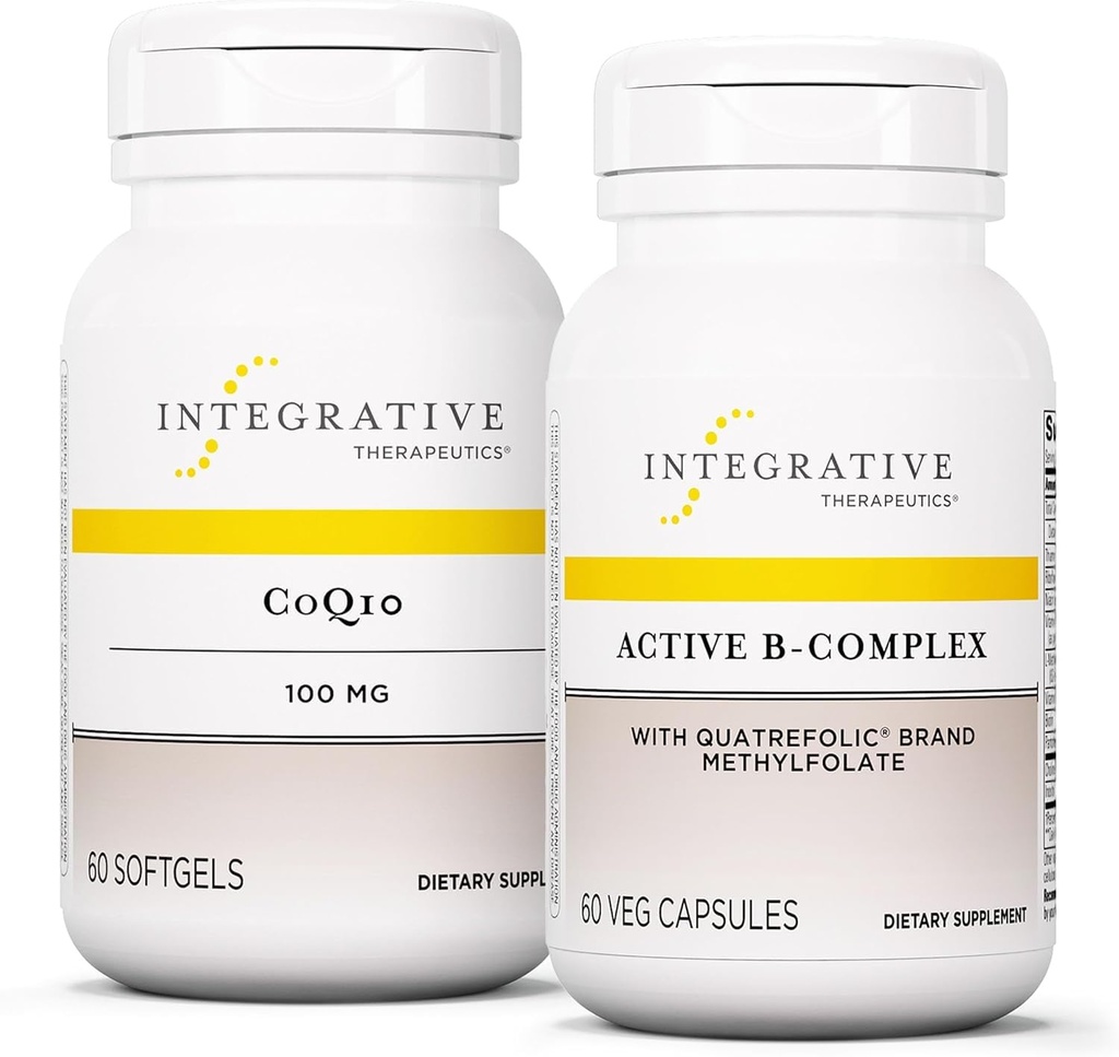 Integratīvie terapeitiskie līdzekļi B-komplekss, 60 kapsulas un CoQ10 (100 mg), 60 softgeli - aktīvs B-komplekss enerģijas metabolisma atbalstam* - CoQ10 sirds un smadzeņu veselības atbalstam