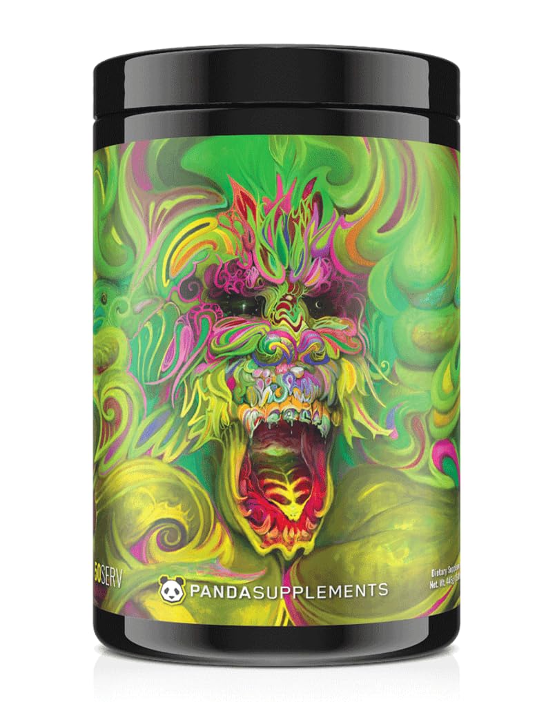 Pazemes biolaboratorijas TM Panda Supps: Paplašināšana, Galējais pirmsdarbs, Augsts noskaņojums, maksimālais sūknis, Fokuss un enerģija (50 apkalpojumi) (Kiwi-Lychee-Pinapple Flavor AKA Goblin Juice)