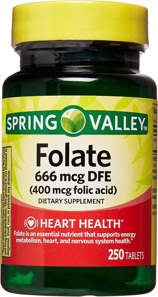 Spring Valley - Folijskābe 400 μg, 250 tabletes