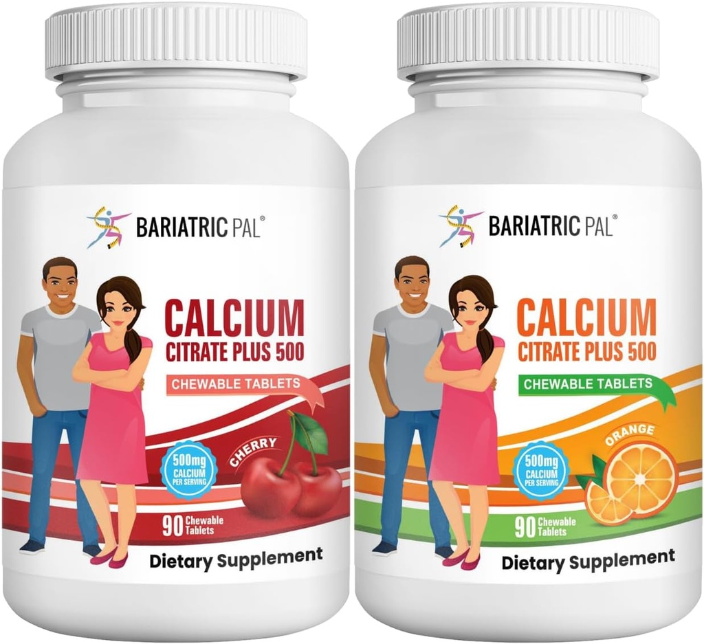 BariatricPal kalcija citrāts 500 mg košļājamās tabletes - 2- flavor Variety iepakojums