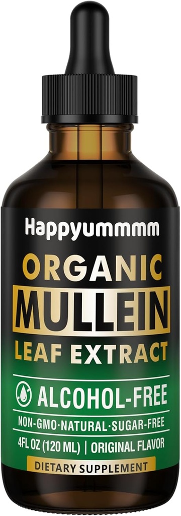 Mullein pilieni Plaušu tīrīšanai,Vegan Mullein Leaf ekstrakts Tinktūra ar hlorofilu, atbalsts Imūns, respirators - 4 fl oz (120 ml)