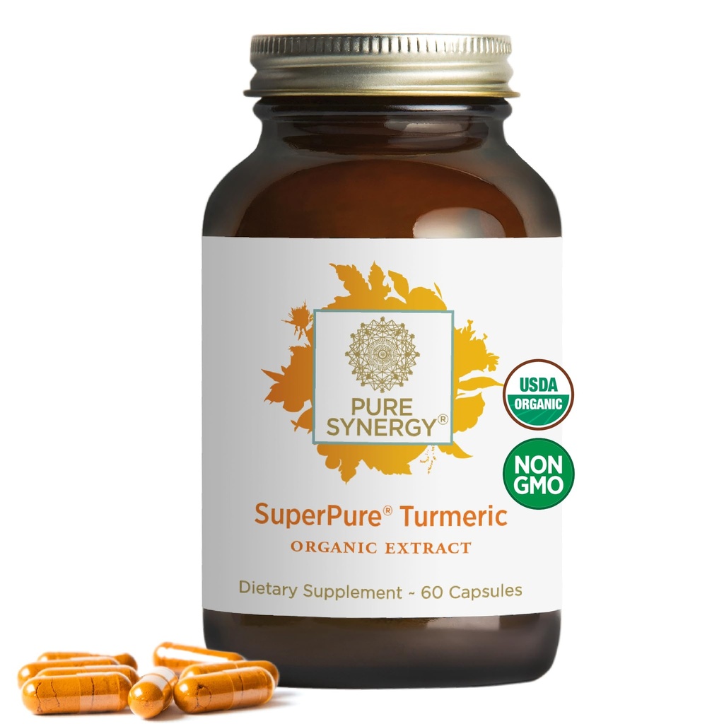 Pure Synergy SuperPure Turmeric Extract ; Organic Curcumin Papildinājums ; 500 mg Turmeric Extract Kapsulas ; Spēcīgs Imūnās un locītavu veselības atbalsts (60 kapsulas)
