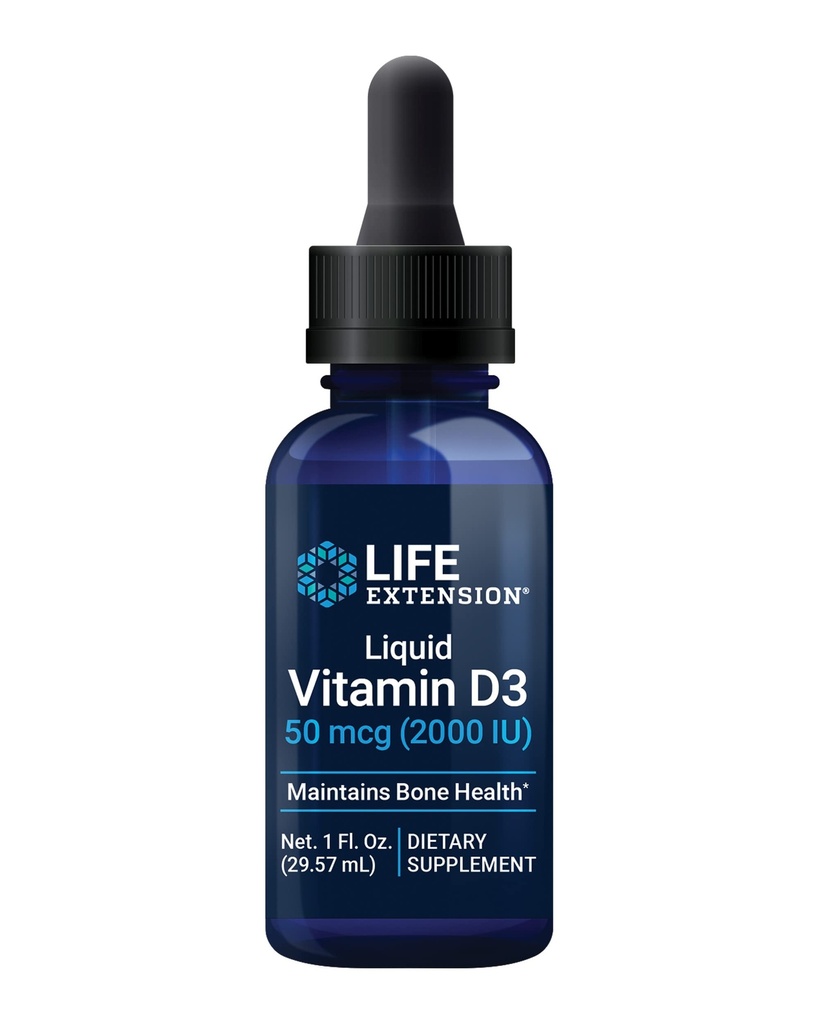 D3 vitamīns, 50 μg (2000 SV), Imūnās sistēmas atbalsts, kaulu veselība, vesela ķermeņa veselība, neuzliesmojošs, bezglutēna, ne- GMO, 29,57 ml