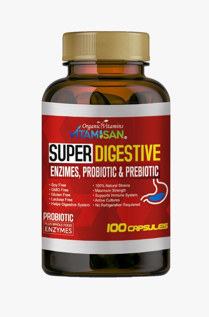 VITAMISAN Sales Biliares Gremošanas enzīmi Pankreatīns Enzimas Digestivas probiotika un prebiotika 100 vāciņi