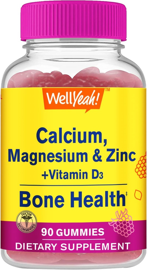 Kalcijs, Magnijs, Cinks + D3 vitamīns Gumijas ar WellJā, Muskuļu un nervu veselības atbalsts, Imūnsupport, Imūnsupport, vīriešiem un sievietēm, Cinks + vitamīns D3 Gumijas ar WellJā, Muskuļu un nervu veselības atbalsts, Imūnsupports, Vīriešiem un sievietēm, nesatur glutēnu, nav ĢMO, aveņu uzliesmotājs, 90 Skaits