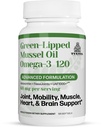 TURNER Jaunzēlande Green Liped Omega 3 Mussel Oil, 53x augstāka potence ar UAF1000+ Super Antioksidants Superior locītavu ērtībai un mobilitātei, Nav zivju pēcgarša, 1 pudele, 120 softgeli