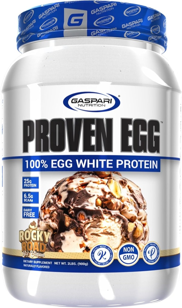 Gaspari Nutrition Proven Olas, 100% Olu baltās olbaltumvielas, 25g Olbaltumvielas, Keto Friendly, bez piena un laktozes (2 mārciņas, Rocky Road)
