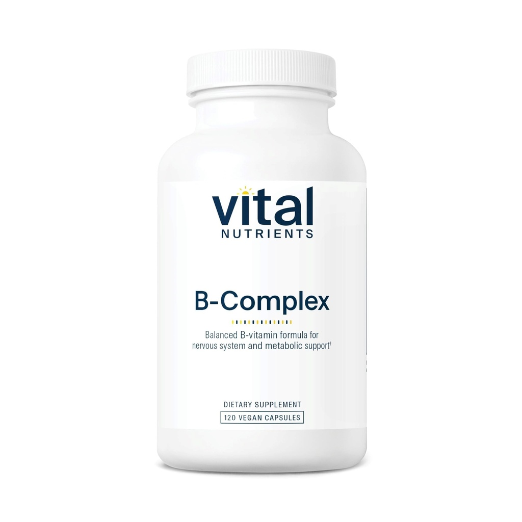 Vitamīni B-komplekss Vegāns Augstas koncentrācijas Metilēti B vitamīni B Vitamīni B Atbalsts Enerģijas ražošana, Metabolisms un Sirds veselība * -- Glutens, Piens, bez sojas 120 kapsulas