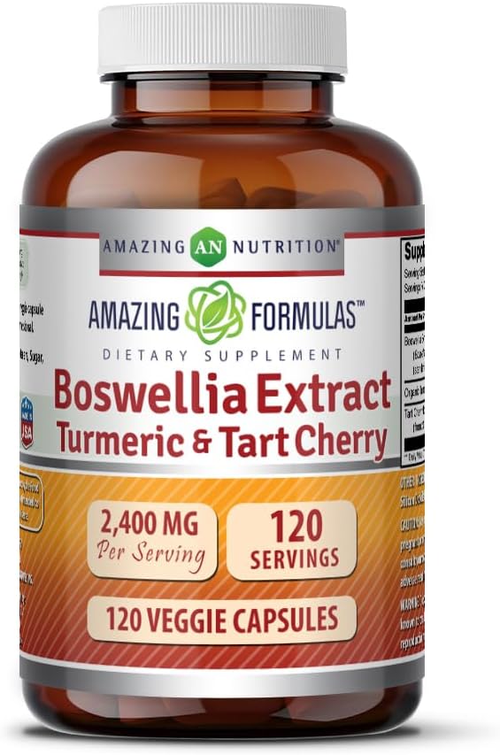 Amazing Formulas Boswellia ekstrakts Turmerika un Tart Cherry 2400mg Veggie kapsulas 