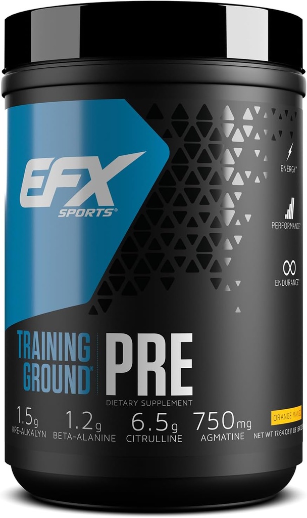 EFX Sporta treniņš Virszemes pirms treniņa pulveris - Enerģētika un muskuļu sūkņi ar Hydromax Glicerīns, Citrulīns, Beta alanīns - 300mg kofeīns - 20 Kalpojumi (Orange Mango)