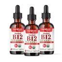 LIQUIDHEALTH USDA Organiskā metilvitamīns B12 Metilkobalamīna šķidruma pilieni ar Tart ķiršu sulu - pastiprināt enerģiju, imūno atbalstu, uzlabot atmiņu un koncentrāciju - ASV Ražots, Vegan, ne-GMO (3 iepakojums)