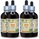 Kava Kava (Piper Methysticum) Tinktūra, žāvēts saknveida šķidruma ekstrakts (zīmuļa nosaukums: HerbalTerra, Proudly Made in USA) 4x4 fl.oz (4x120 ml)