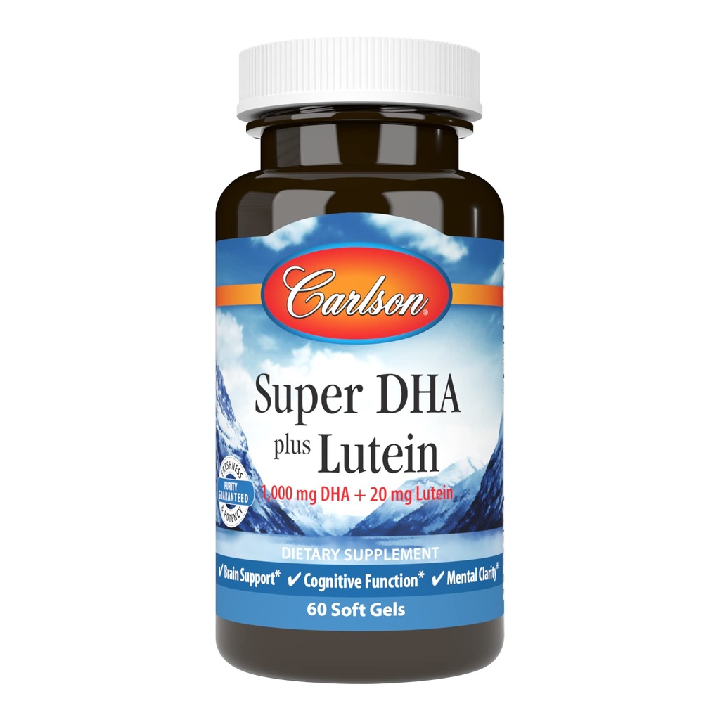Carlson - Super DHA Plus luteīns, 1000 mg DHA + 20 mg luteīns, 60 softgeli