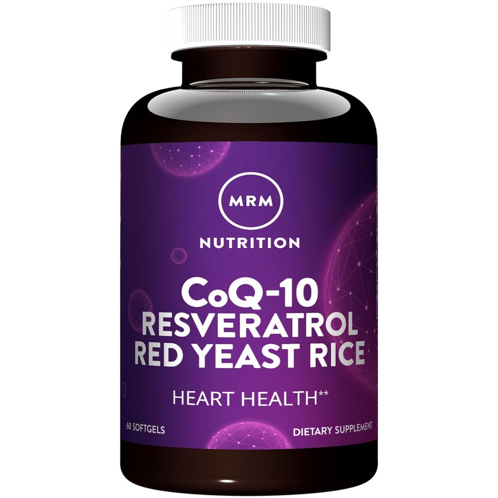 MRM Nutrition CoQ-10 Resveratrol Red Raugs Rīsi     ; Atbalsts Sirds un asinsvadu un sirds veselība           ; bez lipekļa ; Ne-GMO         ; 30 Softgels