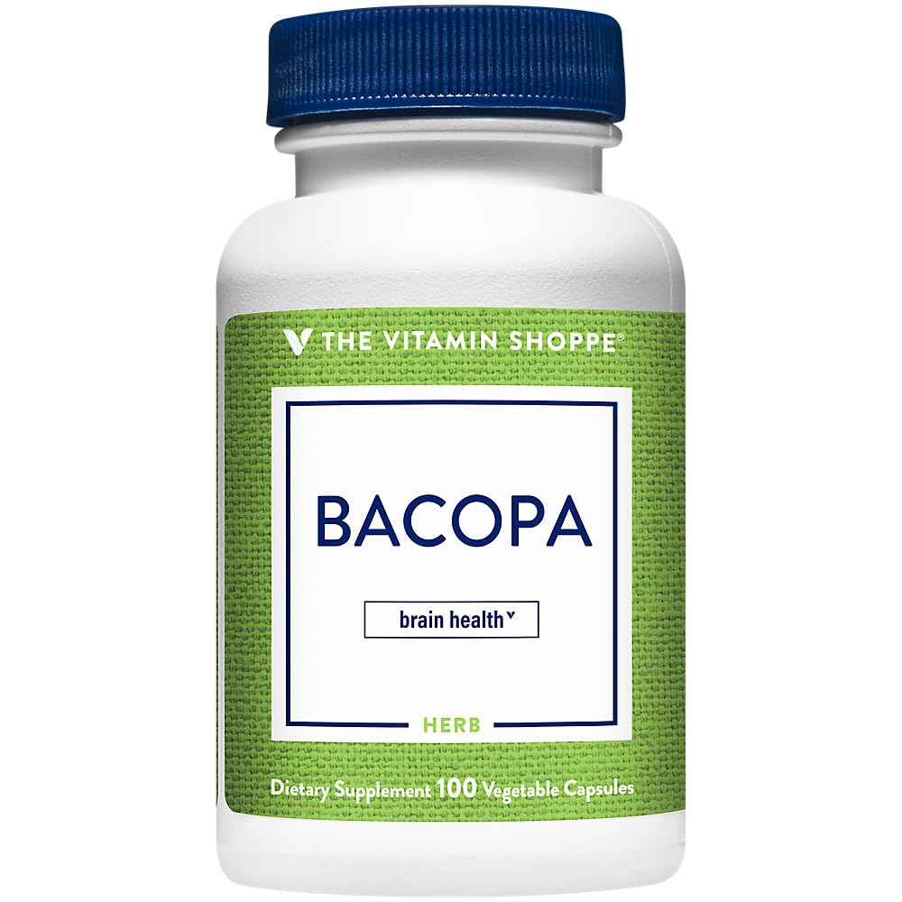 Vitamīnu veikals Bacopa 500MG (Bacopa Monnieri), klīniski Studējis Ingredient, Herbal Brain Support Papildinājums, vienreiz dienā (100 kapsulas)