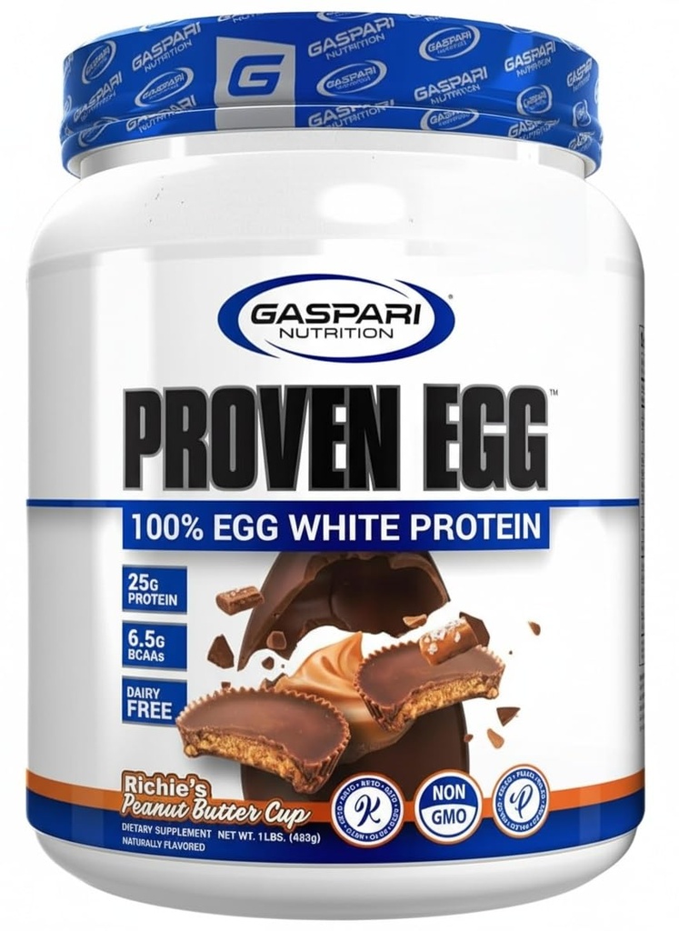 Gaspari Nutrition Proven Olga, 100% Olu baltās olbaltumvielas, 25g Olbaltumvielas, Keto Friendly, bez piena, bez laktozes, bez sojas (1lb, zemesriekstu sviests)